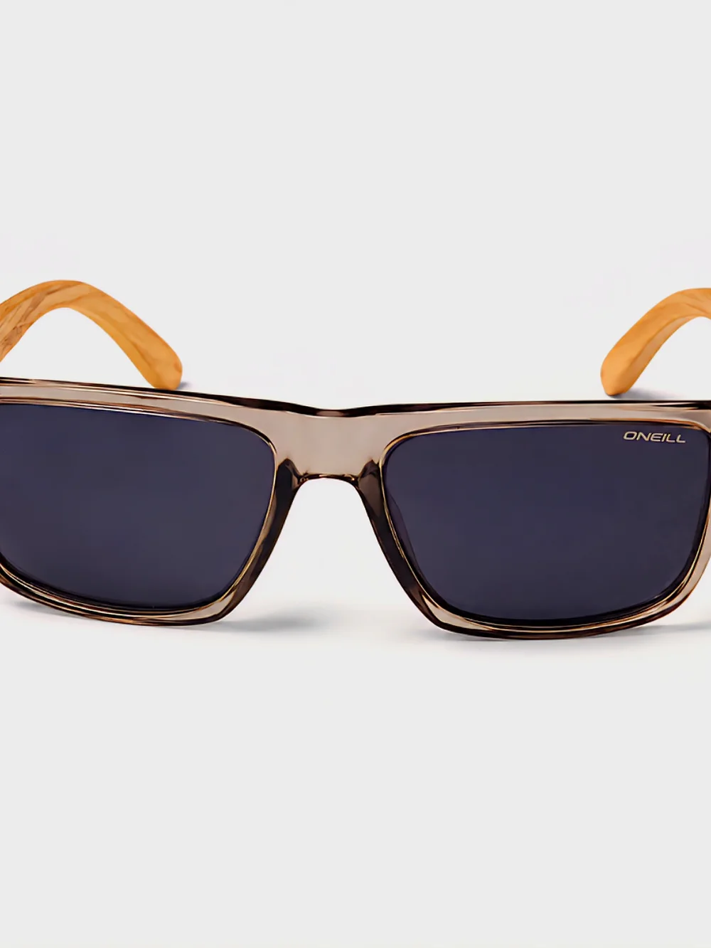 O'NEILL Sunglasses Gray Lenses Clear Transparent Frame Wood Temples Unisex